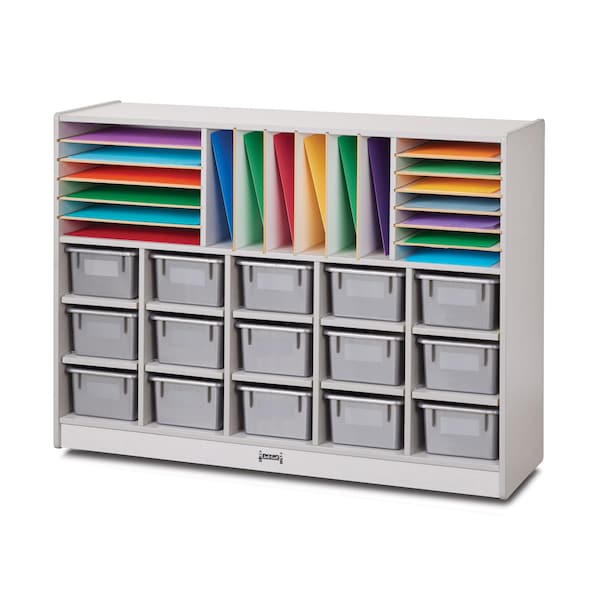 Jonti-Craft Rainbow Accents Sectional Cubbie-Tray Mobile Unit, with Trays, Gray 0416JCWW000 - main